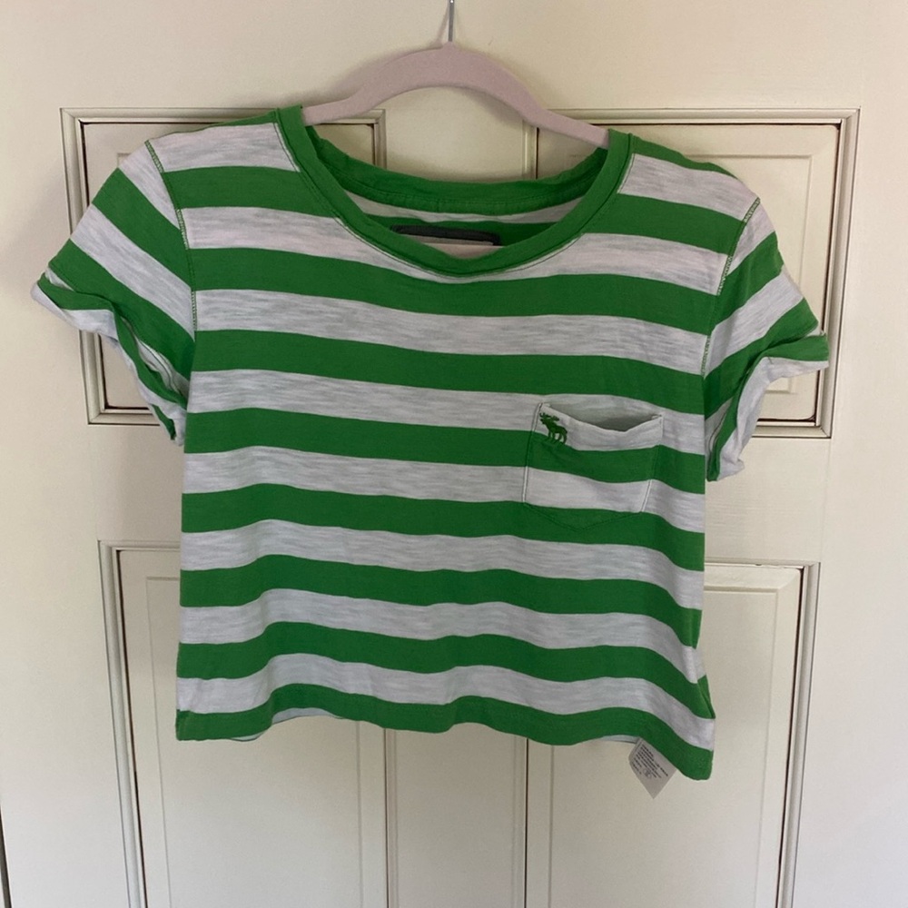 Abercrombie & Fitch Green Rugby Stripe T-Shirt